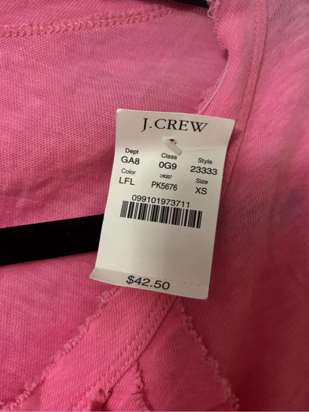 J Crew Pink Ruffle Front Tee